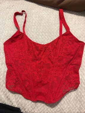 Gilly Hicks Red Lace Crop Camisole